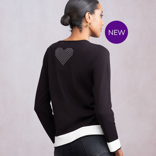 A46352 - Spotty Heart Detail Sweater