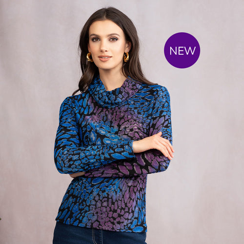 A46270 - Patterned Cowl Neck Top