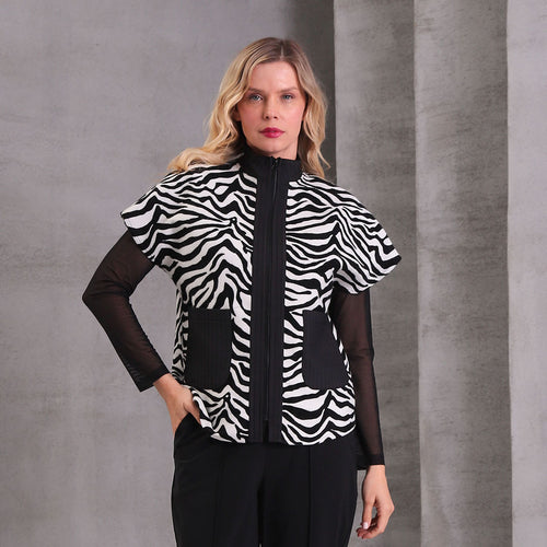 1190-35 - Zebra Zip Pocket Sleeveless Jacket