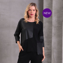 4314-22 - Patchwork Pleather Pocket Top