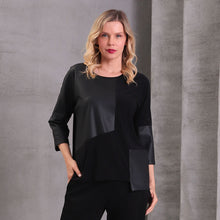 4314-22 - Patchwork Pleather Pocket Top