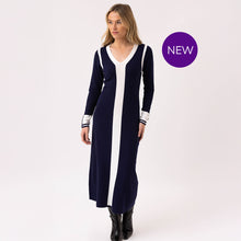 8019 - Navy V-Neck Knitted Dress