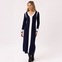 8019 - Navy V-Neck Knitted Dress