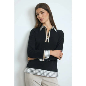 Greta - Zip Check Trim Top