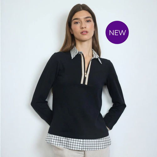 Greta - Zip Check Trim Top