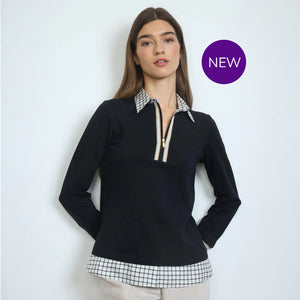 Greta - Zip Check Trim Top