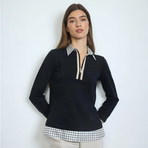Greta - Zip Check Trim Top