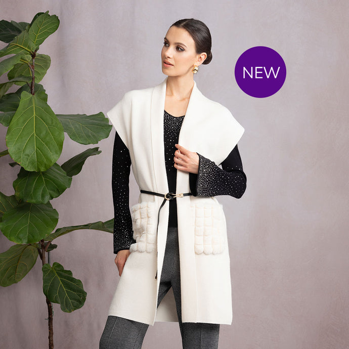 A46475 - Sleeveless Belted Jacket