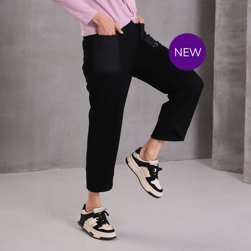 5159-19- Pull-On Pocket Detail Pants - Black