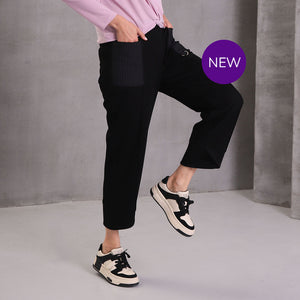5159-19- Pull-On Pocket Detail Pants - Black