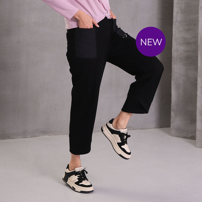 5159-19- Pull-On Pocket Detail Pants - Black