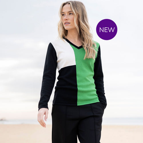 8060 - Multi Block V-Neck Top