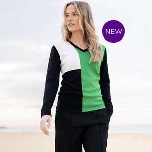 8060 - Multi Block V-Neck Top