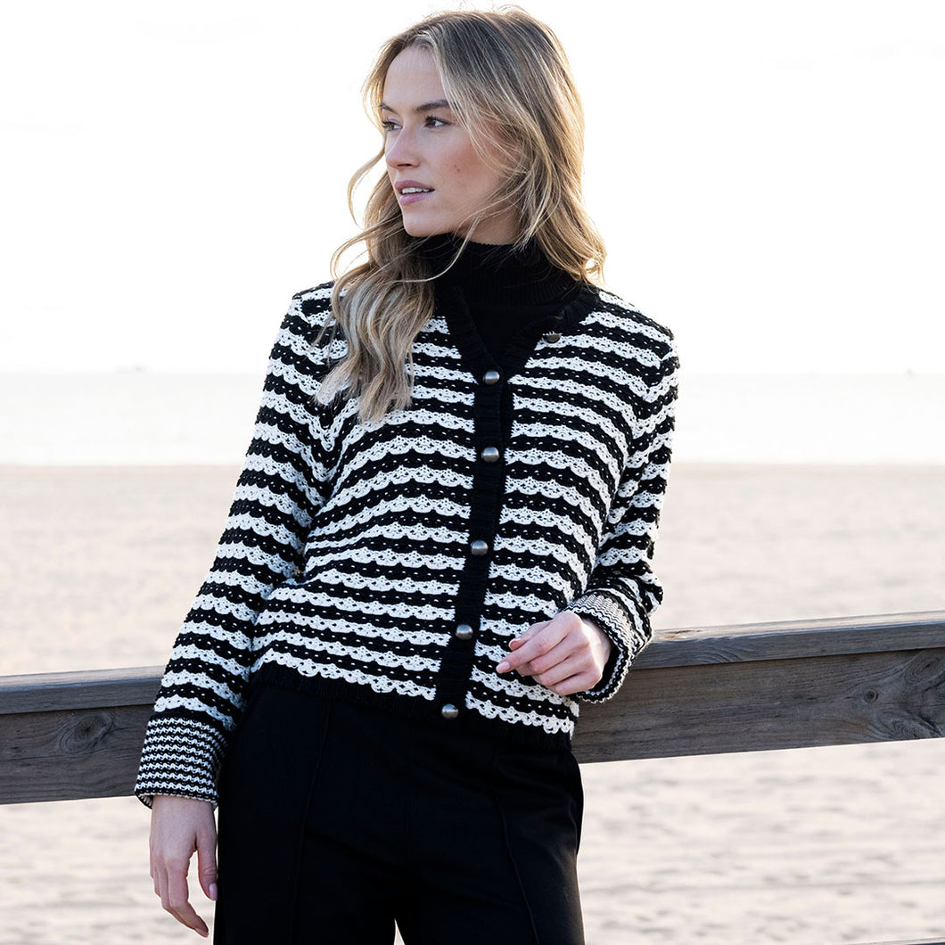 8078 - Striped Textured Jacket