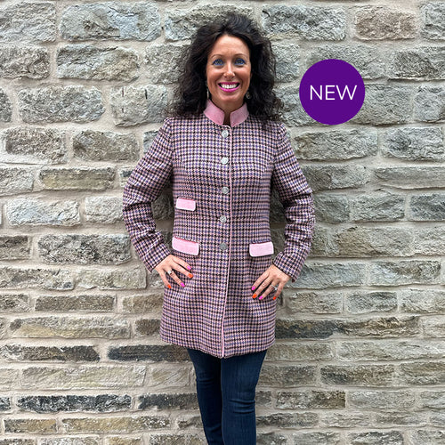 Hispalis - 3/4 Check Velvet Trim Coat