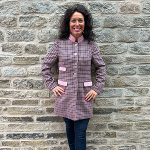 Hispalis - 3/4 Check Velvet Trim Coat