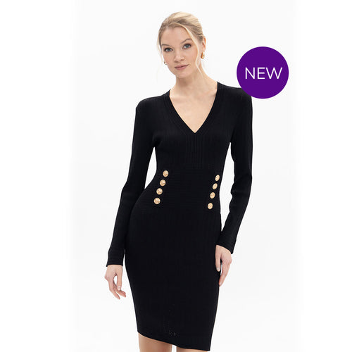 18075 - Ribbed Military Dress