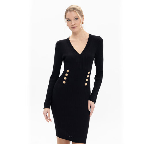 18075 - Ribbed Military Dress