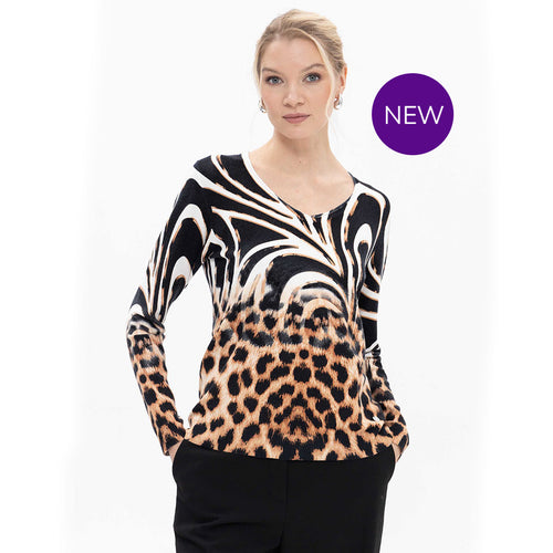 18143 - Multi Animal V-Neck Top