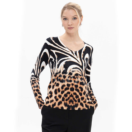18143 - Multi Animal V-Neck Top