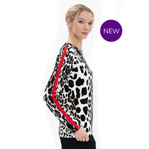 18222 - Animal Red Stripe Sleeve Top