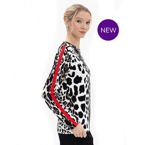 18222 - Animal Red Stripe Sleeve Top
