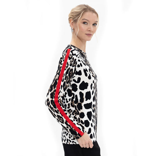 18222 - Animal Red Stripe Sleeve Top