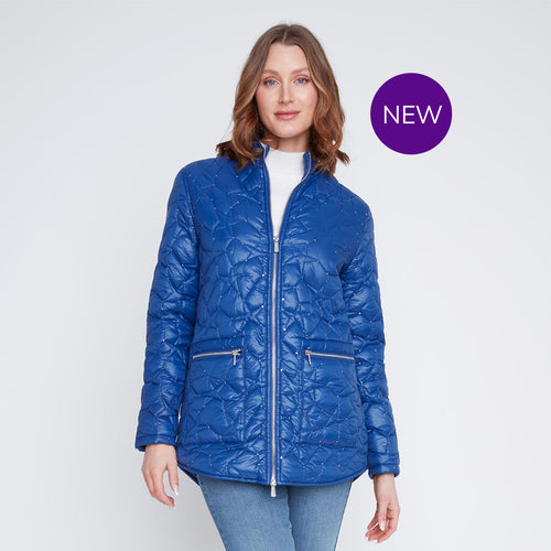 2522056 - Blue Sparkle Quilted Pocket Coat