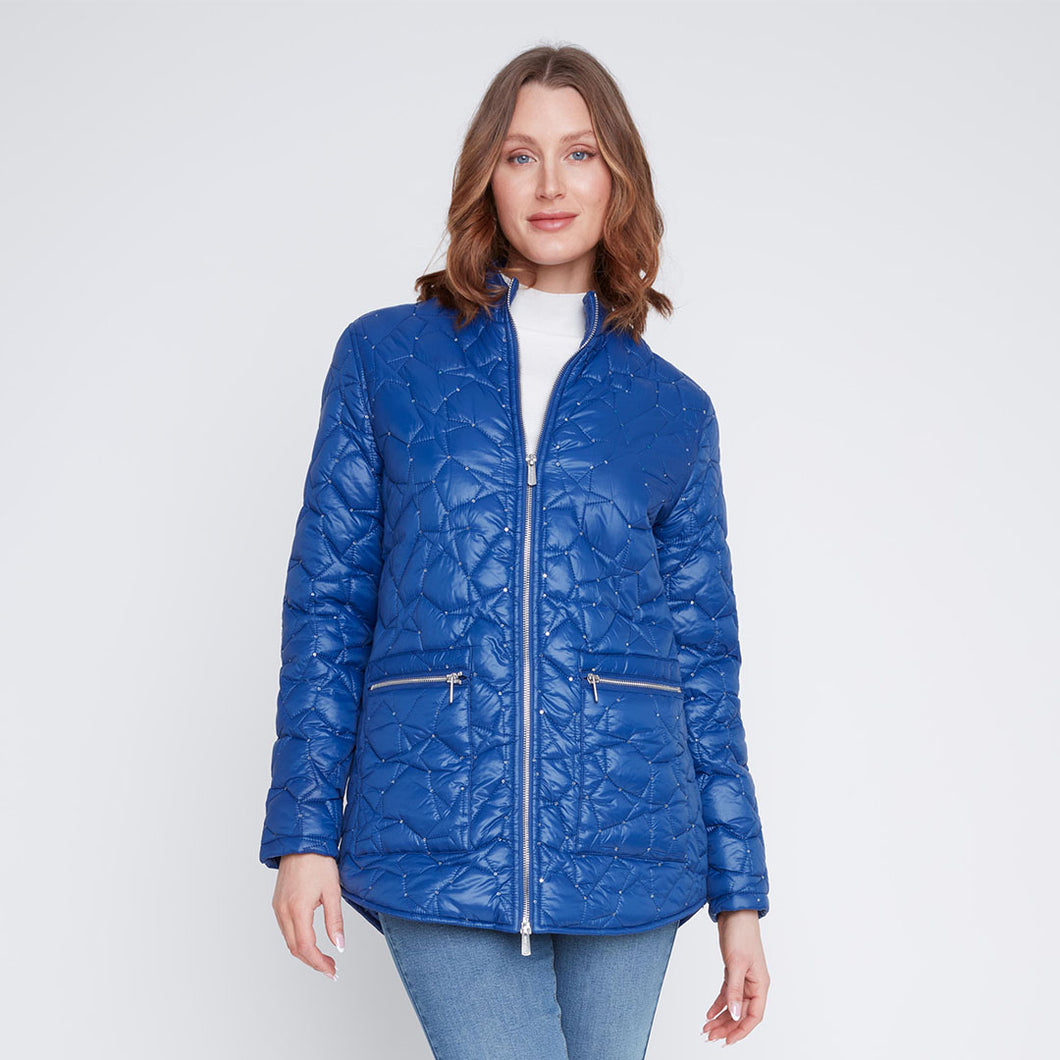 2522056 - Blue Sparkle Quilted Pocket Coat