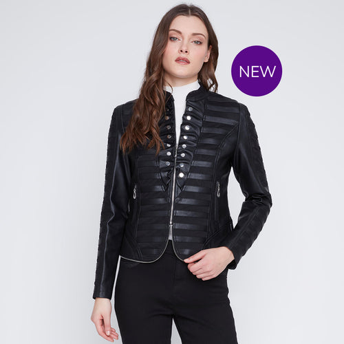 2522052 - Pleather Mesh Zip Jacket