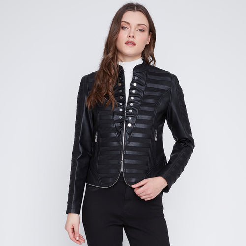 2522052 - Pleather Mesh Zip Jacket