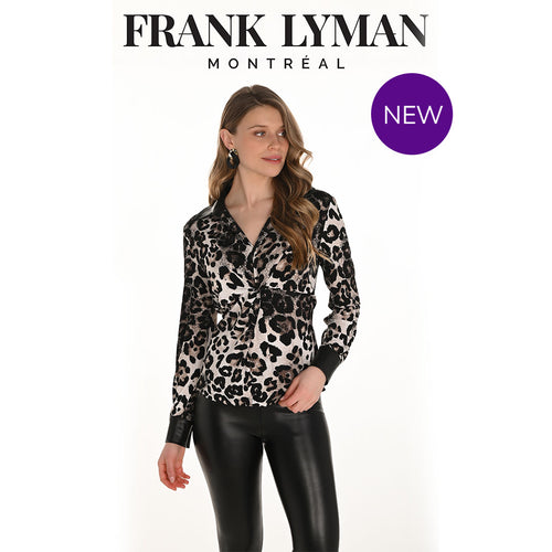 254216 - Leopard Pleather Trim Top