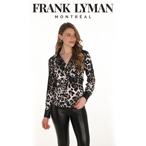 254216 - Leopard Pleather Trim Top