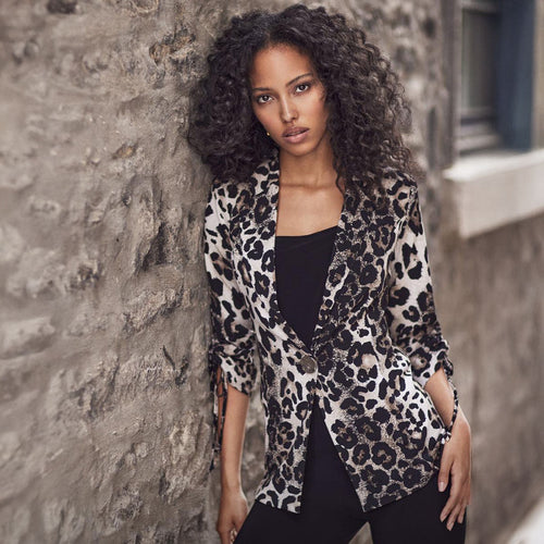 254218 - Leopard Draw Sleeve Jacket