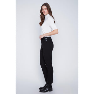 252208 - Pull On Pleather Detail Trousers