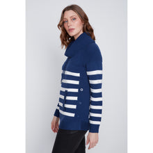 2523016 - Navy Striped Cowl Neck Top