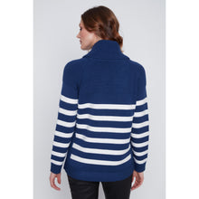 2523016 - Navy Striped Cowl Neck Top