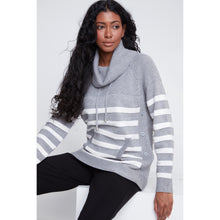 2523016 - Grey Striped Cowl Neck Top