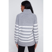 2523016 - Grey Striped Cowl Neck Top
