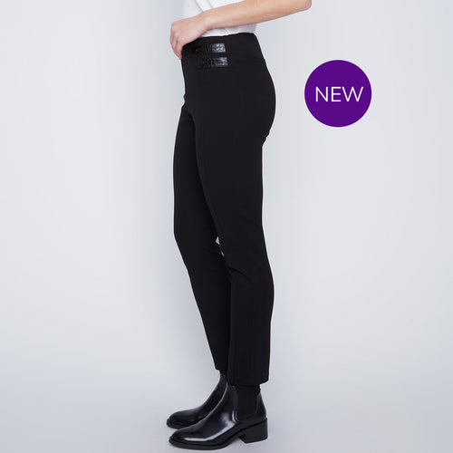 252208 - Pull On Pleather Detail Trousers