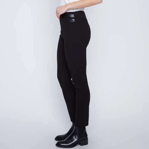 252208 - Pull On Pleather Detail Trousers