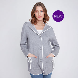 2523022 - Hooded Bow Drawstring Detail Jacket