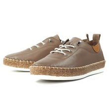 FLE050 - 'Evie' Leather Plimsole - Taupe