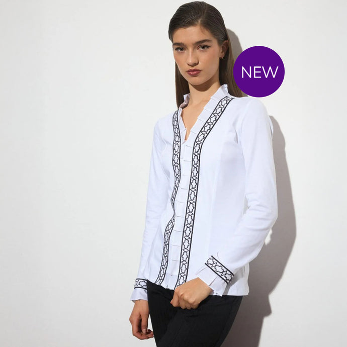 Aida - Embroidered Detail Frill Shirt