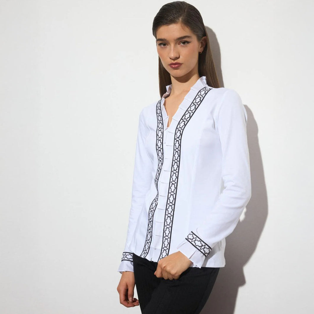 Aida - Embroidered Detail Frill Shirt