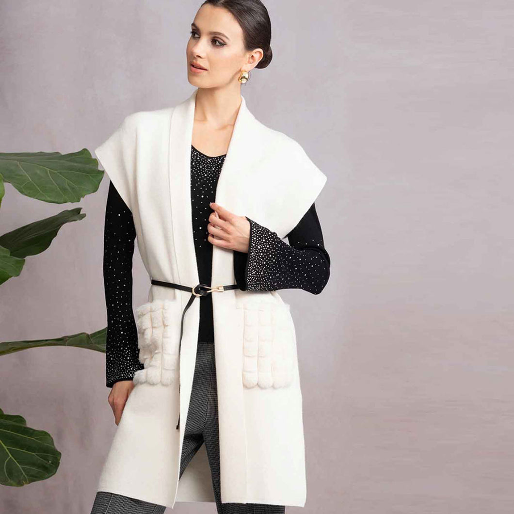 A46475 - Sleeveless Belted Jacket