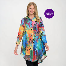 GR6923 - Crinkle Rainbow Hooded Button Jacket