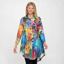 GR6923 - Crinkle Rainbow Hooded Button Jacket