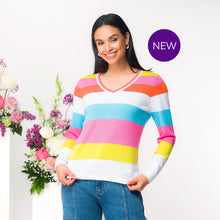 EW36030 - Striped V-Neck Top