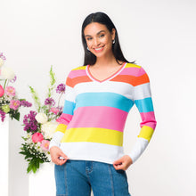 EW36030 - Striped V-Neck Top